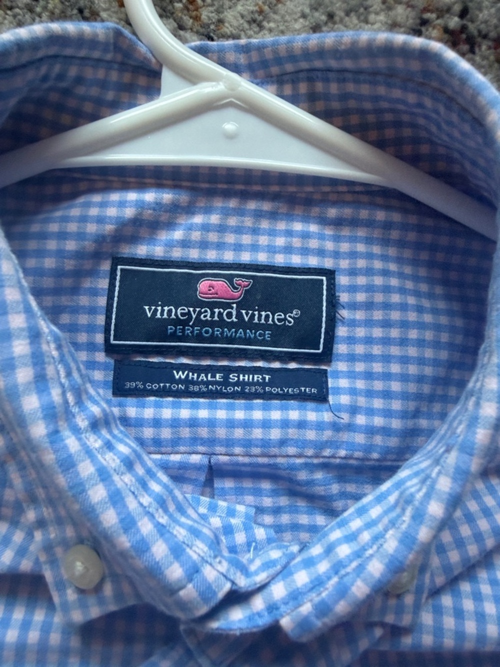 Vineyard Vines Boys L (16) Blue & White Gingham Button-Down Shirt performance - Picture 6 of 7